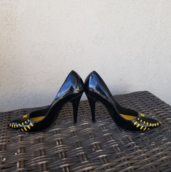 Vintage  Chanel patent weaved heels sz 7 - Picture 7 of 11